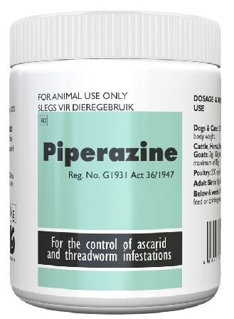 Piperazine is indicated for the control of ascarid threadworm and roundworm in different animal species.