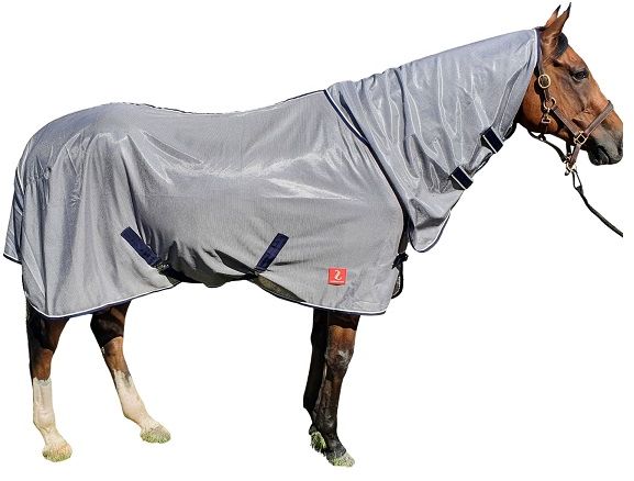 Maximum protection against allergies, flies, midges and insect bites. Helps to prevent Horse Sickness and bleaching of horse's coat. Adjustable front buckle closures. Shoulder pleats for freedom of movement. Cross over straps to keep the sheet in place. Large tail flap and neck cover for maximum coverage / Cob / 135cm / 15-16HL / Horse / 145cm / 16-17HXL / Big Horse / 155cm - 17HSoft mesh protection to keep out biting insects whilst remaining comfortable for the horse.