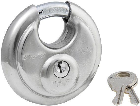 Discus padlock manufactured from stainless steel with welded throat for that additional security and rust resistance offers a Level 7 security when used with the correct hasp.