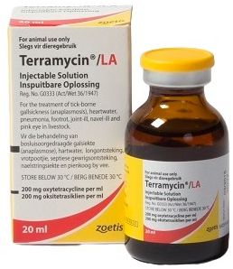 Terramycin® LA Injectable solution is a patented formulation containing 200mg oxytetracycline per ml. The formulation, because of its unique carrier, provides sustained oxytetracycline in blood levels for 3  5 days in cattle, sheep, goats and pigs after a single 1ml / 10kg injection.