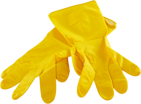Household latex gloves. Protects hands from strong detergents and other cleaning products which are used in and around the house.