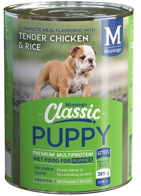 Classic Wet Food provides a complete, balanced and enticingly delicious meal, or a tasty complement to your dog's daily dry food diet. Serve on top, mixed in or on its own- however they like it! Benefits: Growth- 8% Protein / 6% Fat Conditioning- Essential vitamins, minerals & fatty acids. Well-Being- Source of moisture. Delicious Taste- Fresh meat with nourishing grains & vegetables.