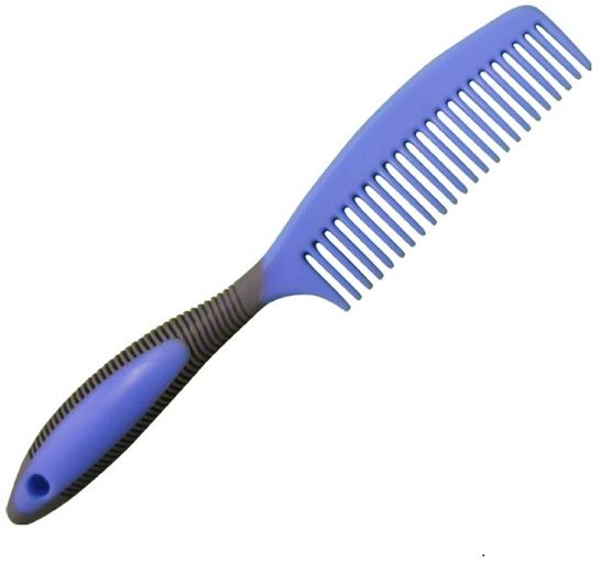 An easy to hold comb for manes and tails. Teeth are evenly spaced to brush out knots with extra care without breaking or pulling out hair. Comfortable, easy to hold and grip handle. Also suitable for humans and other animals.