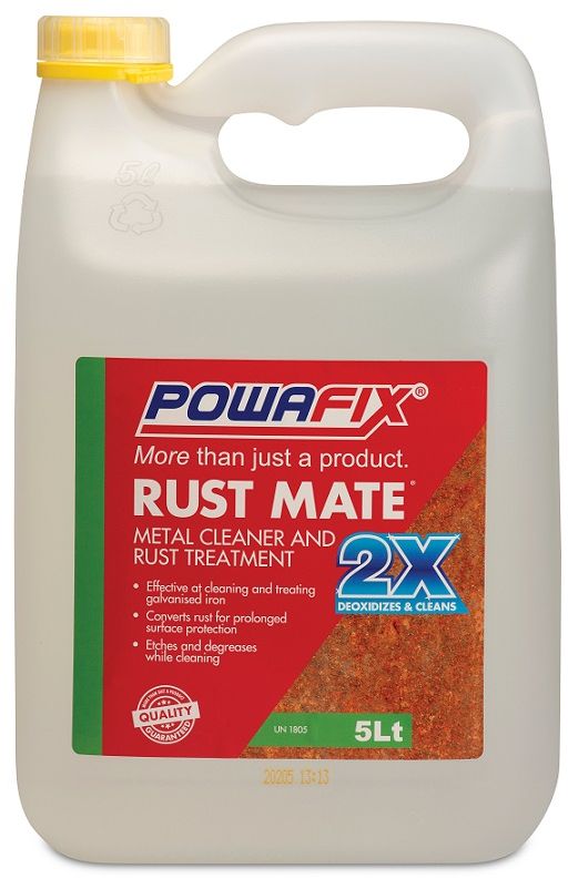 Powafix Rust Mate is a ready to use phosphoric acid based de-ruster and cleaner that protects and prolong s metal Life.