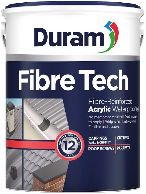 Fibre-Reinforced Acrylic Waterproofing Bridges fine hairline cracks on parapets, wall and chimney cappings, gutters and roof screws. Convenient membrane-free application - simply brush on quickly and easily. The fibres make it a tough, durable and flexible waterproofer. Non-drip with excellent adhesion. Can be top coated with Duram roof or decorative paints, or used as a final coat. *Fish and plant friendly, so you can use it in your pond. Water-based - application tools are easy to clean with water A premium fibre-reinforced acrylic waterproofer used to bridge fine hairline cracks without the need for a separate reinforcing membrane, on parapets, wall and chimney cappings, gutters and roof screws.