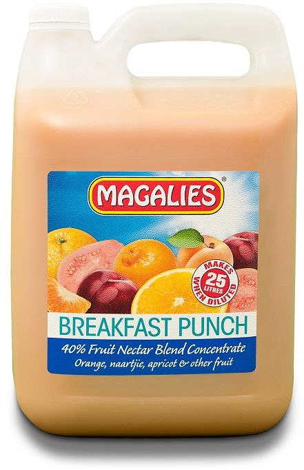 Magalies 5 Litre Breakfast Punch 40% 1+4 Fruit Nectar Concentrate.