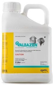 Remedy for roundworm, lungworm, milk tapeworm and liver fluke in sheep and goats. COMPOSITION: Albendazole 1,9% m/v.