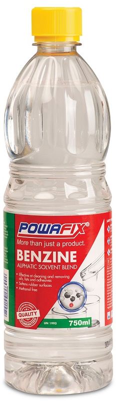 Powafix Benzine is a clear aliphatic hydrocarbon solvent blend that can be used as a cleaning agent for fats, oil and grease.