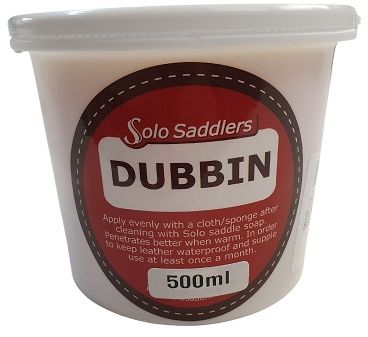 Used to soften, condition and waterproof leather. Clean leather first using Solo saddle soap and then apply dubbin. Dubbin can be heated to make it easier to apply and to penetrate the leather better. Wipe on with a sponge or cloth evenly.