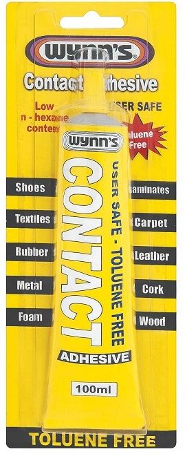 Wynn's Contact Adhesive is premium quality Benzene / Toluene-free, polychloroprene (Neoprene) based contact adhesive with features of high immediate bonding strength and resistance to heat and water. This product has excellent performance in an extensive range of applications including upholstery, light construction, tile flooring, shoe repair, handicrafts, leather work, decorative and DIY projects.