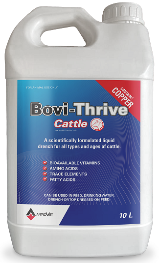 Bovi-Thrive Cattle is a concentrated liquid complementary feeding stuff.