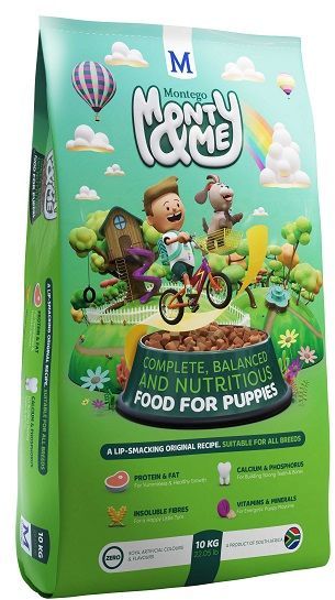 Deliciously Nutritious Food for Puppies. Monty & Me is a delicious, well-balanced food that's got everything your best bud needs to stay healthy and happy! Benefits Include: SAFE SOUND & FIT AS A FIDDLE - Antioxidants for immune support - perfect for keeping doggy immune systems in great shape. HAPPY TUMMY, HAPPY PUP - Added natural prebiotic fibre, sourced from wheat bran, help developing digestive systems regular. EVERYTHING LITTLE MONTY NEEDS - Provides for the essential needs of all breeds of pup. The ingredients we've chosen help your pal to grow up strong and healthy. A LITTLE EXTRA WAG' - Your best bud needs energy to keep up, so Monty & Me Puppy is full of hearty cereals and fats, which provide energy-producing complex carbohydrates. DELICIOUSLY NUTRITIOUS - Little Monties LOVE the taste of real meat, which gives them all the essential amino acids they need every day.