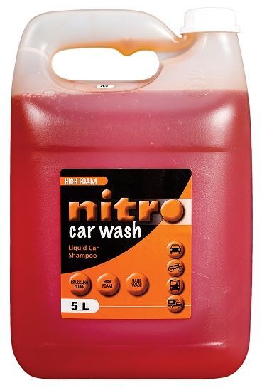 Nitro car wash is a high foam mild detergent designed to clean the paintwork of passenger vehicles, leaving them sparkling clean. Use 50 to 100ml Nitro Car wash per 5 litres of water, apply with a sponge or soft broom. Rinse.