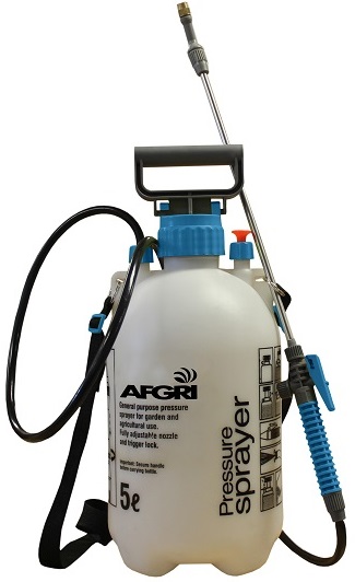 The Afgri 5lt pressure sprayer is a high quality multipurpose shoulder pressure sprayer, packed with features. It is suitable for multiple interior and exterior uses and is ideal for use with water, sanitizers, fertilizers herbicides pesticides, cleaning detergents as well as solvent-free preservative treatments. Lightweight and easy to carry and operate, it is ideally suited for a variety of applications. The sprayer has a stainless steel lance with an adjustable fine-spray brass nozzle and comfortable shoulder strap. It has a large robust filler cap and strong pump handle and a strong see-through tank.