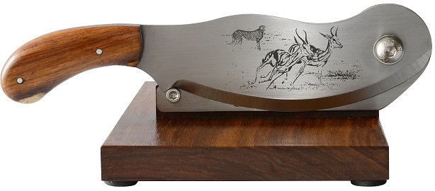 The Small Biltong Cutter is a handmade product from Blacksmith Creations. With the sharp, precision blades you can enjoy perfectly sliced biltong time after time.