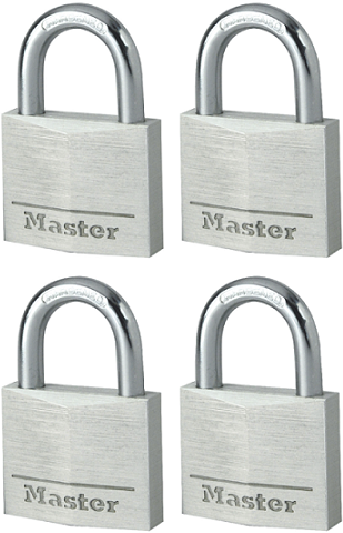 Master lock padlock 40mm solid aluminium 2 pack keyed alike & includes 2 keys.