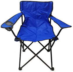 Folding chair ideal for camping. Capacity for 1 person, maximum carry weight of 100kg. Primary material: 600D Oxford PE coating steel frame.