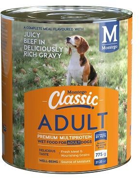 Classic Wet Food provides a complete, balanced and enticingly delicious meal, or a tasty complement to your dog's daily dry food diet. Serve on top, mixed in or on its own- however they like it! Benefits: Energy- 6% Protein / 3% Fat. Stamina- Low glycaemic formula. Well-Being- Source of moisture. Delicious Taste- Fresh meat with nourishing grains & vegetables.