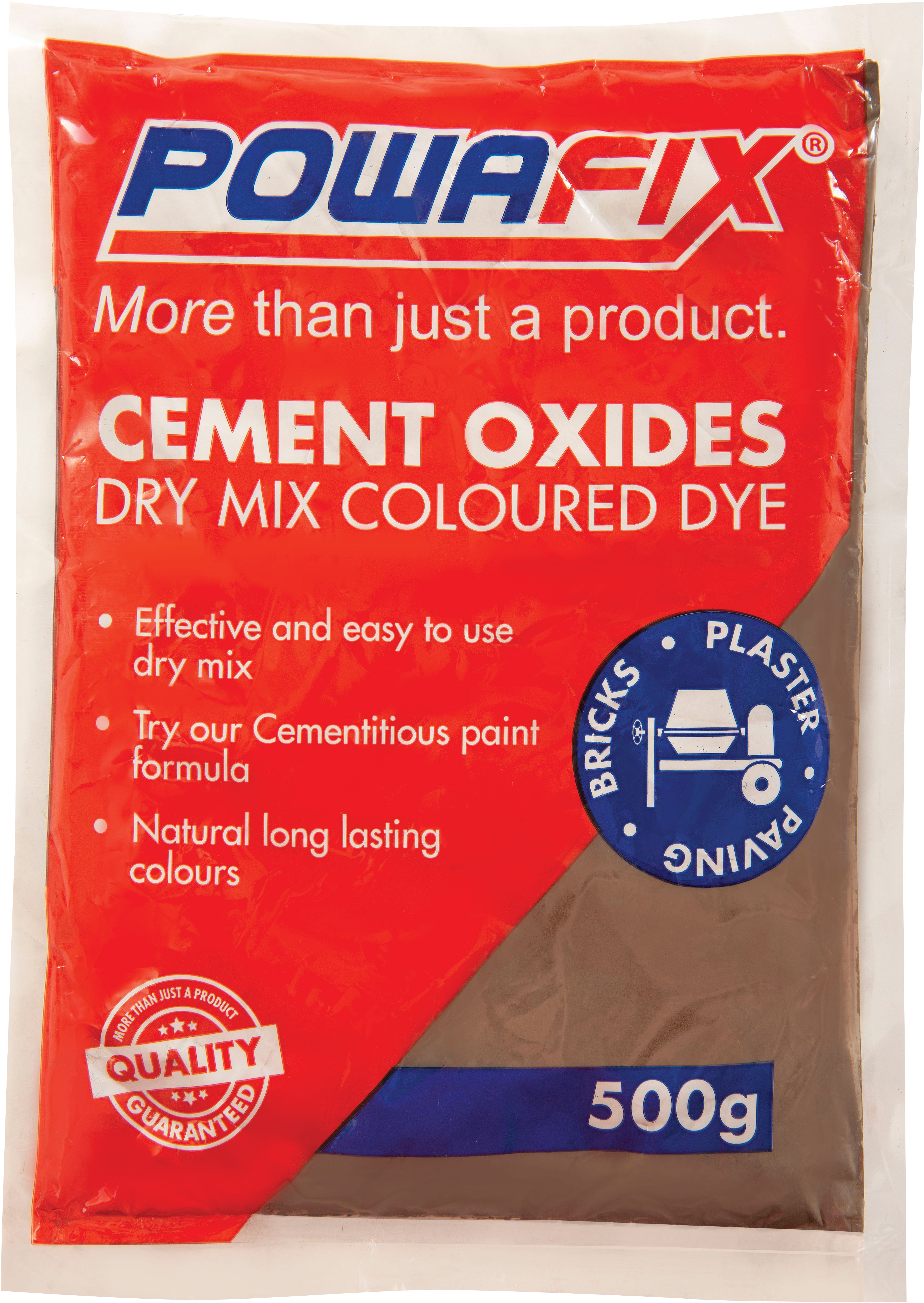 Powafix Cement Oxide is a coloured organic oxide for colouring various cement based products and mixes.