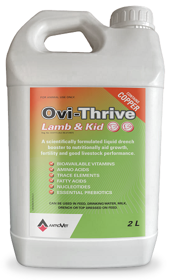 Ovi-Thrive Lamb & Kid with copper is a liquid drench booster.