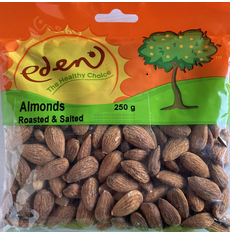 Almonds coated with salt and canola oil.