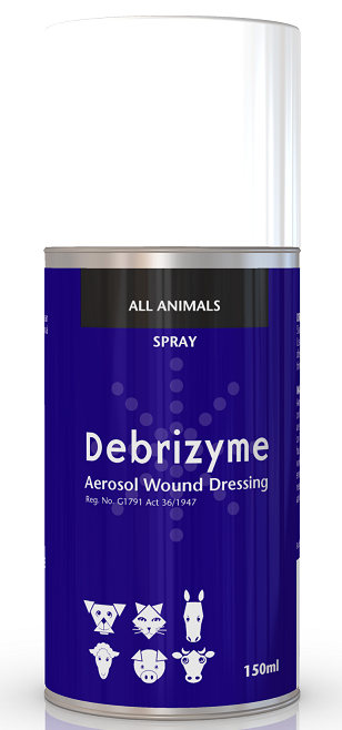 Debrizyme is an aerosol wound dressing spray.