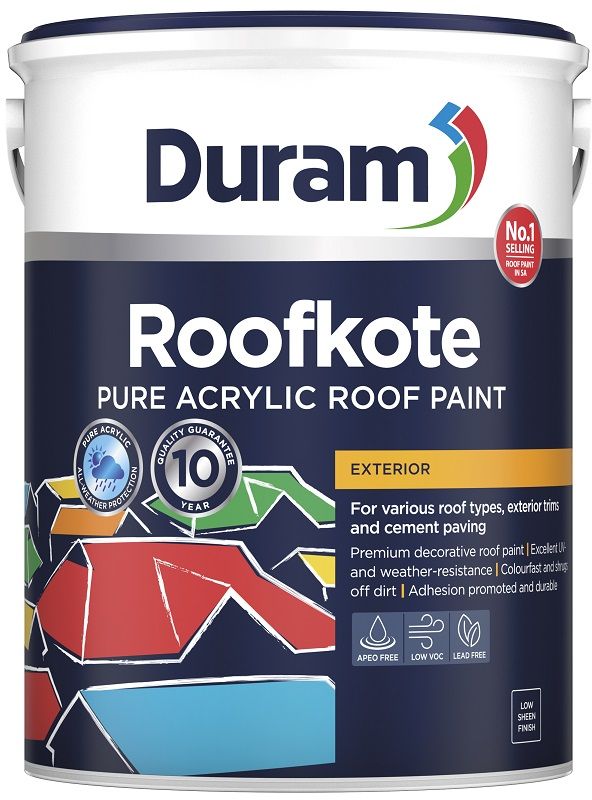 Provides joint-free seamless waterproofing, is a roof paint and protective barrier that encapsulates and extends the lifespan of your roof. Used with Duram Duramesh membrane, it withstands cracking and movement of the underlying surface. Excellent adhesion to a variety of substrates and withstands varying roof temperatures. Pure acrylic polymer waterproof coating. Exceptional flexibility and elongation > 400%. Long-term protection with a 12-year guarantee.