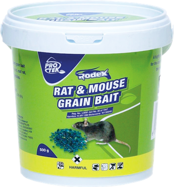 A grain rodenticide. Controls Norway rats, roof rats, house mice and gerbilles. Convenient and easy application. Single feed.
