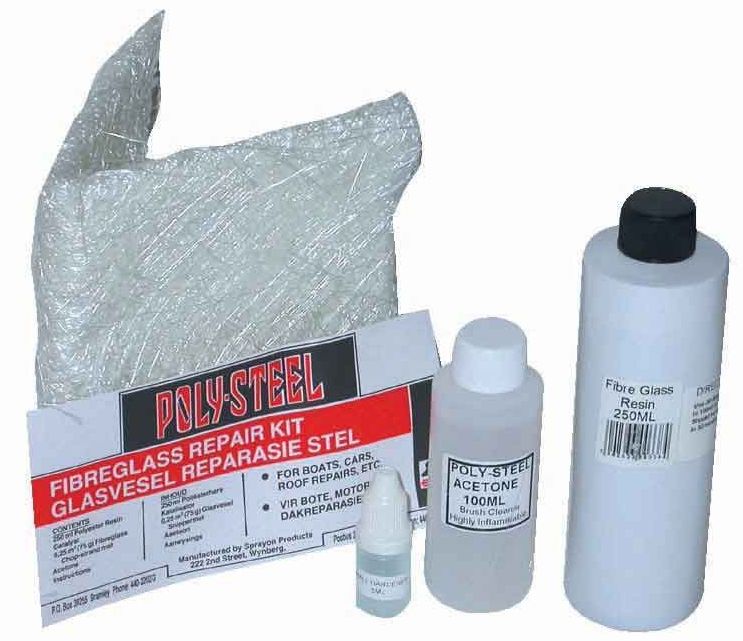 A complete fibreglass repair kit ideal for cars, boats, canoes etc.