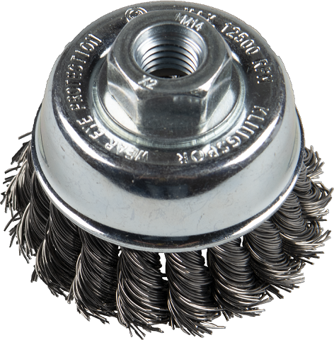 For aggressive brushing work on large, flat surfaces. For preparing metal surfaces before varnishing. Stable knotted wire design for easy cleaning and removal of slag, rust, scale and concrete residues.