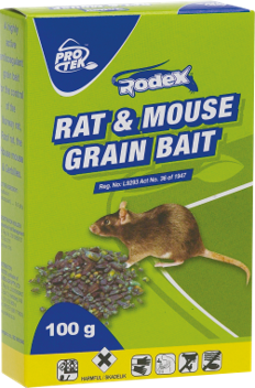 A grain rodenticide. Controls Norway rats, roof rats, house mice and gerbilles. Convenient and easy application. Single feed.