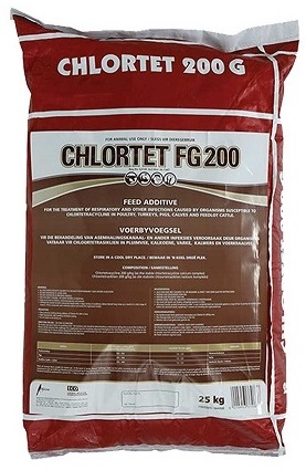 For the treatment of respiratory and other infections caused by organisms susceptible to chlortetracycline in poultry, turkeys, pigs, calves and feedlot cattle. Not for layers and breeding stock.
