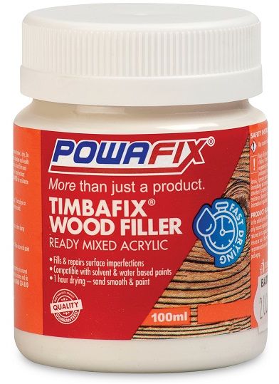 Powafix Timbafix is a wood filler ideal for filling small imperfections, blemishes, chips and indentations on timber surfaces. Timbafix provides a smooth paintable finish.