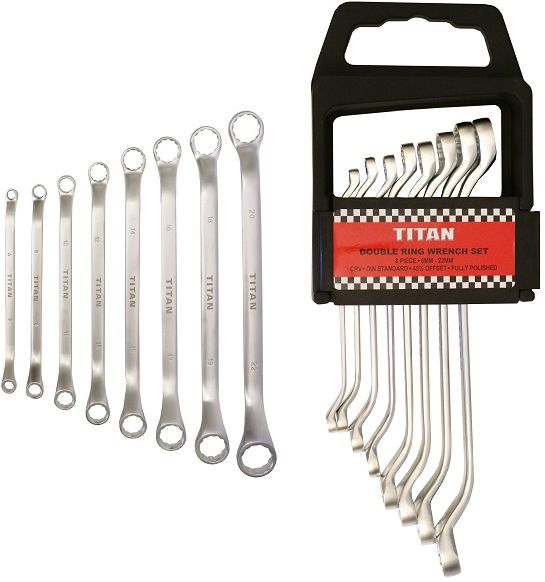 Our proven high quality full length double ring wrench set is ideal for workshops and farmers. It is made from chrome vanadium and has a rust-resistant matt satin finish that is easy to clean.