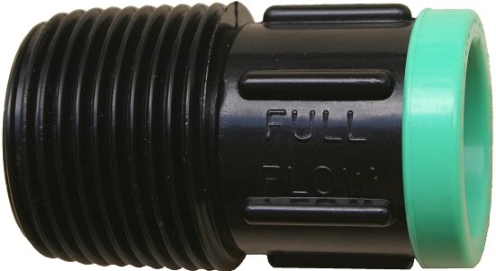 Full Flow® compression fittings are the industry standard for easy, trouble free and leak-proof connections. They are simple and efficient to use. Just push the pipe into the fitting until it hits the pipe stop inside. Full Flow® compression fittings are manufactured from engineering grade ABS material for toughness and strength and are made to fit SABS spec class 3 polypipe (LDPE). They are available in 4 sizes: 13mm, 15mm, 20mm and 25mm. All Full Flow® fittings have colour coded rings to easily identify their size and like all Microjet® products have their name proudly emblazoned on their bodies. This fitting is used for connecting a polypipe to a B.S.P. threaded pipe or fitting. If it Doesn't say Full Flow®  Then it isn't.