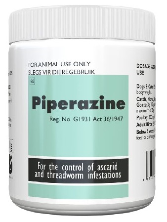 Piperazine is indicated for the control of ascarid threadworm and roundworm in different animal species.