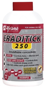 Emulsifiable concentrate - cattle dip and spray. Controls ticks, has a detaching effect. Kills lice. Controls nuisance flies, biting flies, face flies. Protects against screw-worm infestation in cattle.