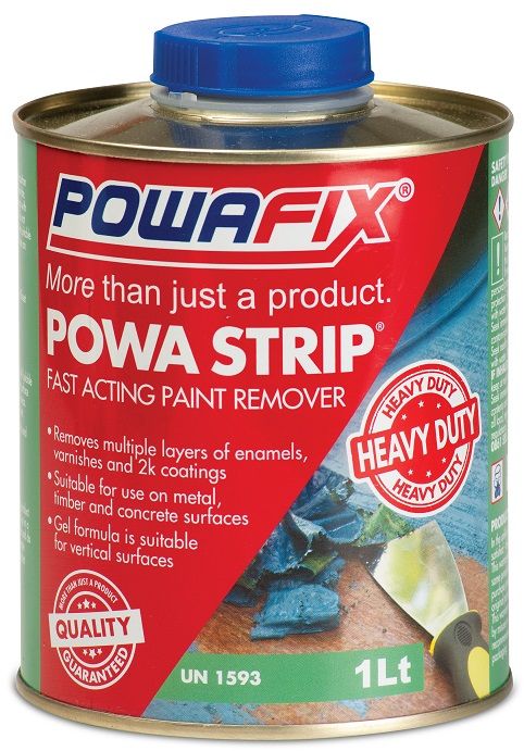 Powafix Powa Strip is a fast acting, heavy duty, non-slumping paint remover that removes multiple Layers of paint in one application.