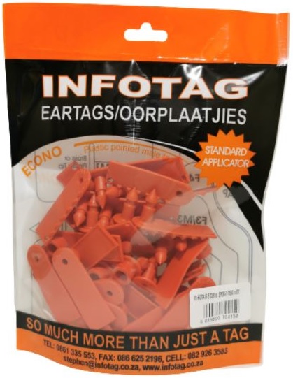 Plastic ear tags with plastic point.