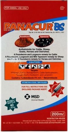 Anthelmintic for cattle, sheep, goats, horses and ostriches. A roundworm remedy for cattle, horses and ostriches. A roundworm, lungworm and milk tapeworm remedy for sheep and goats.