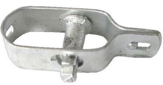 Galvanised Steel Strap / Hanger. Self-Lock spindle when Wire is in tensioned. Ideal for all types of fencing and trellising.