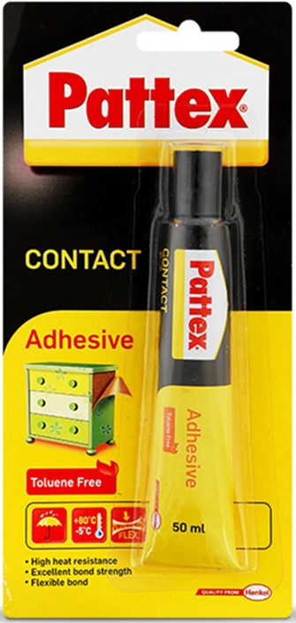 Pattex Contact Adhesive is at the core of our contact adhesives range.This Toluene free formulation spreads easily bonds quickly and offers superior sticking power.