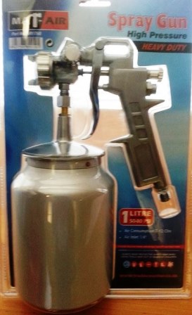 A high pressure spray gun for general use, pressure 50-80 psi. Nozzle size 1.5mm. Air consumption from 100-200 L/min 7-12 cfm.