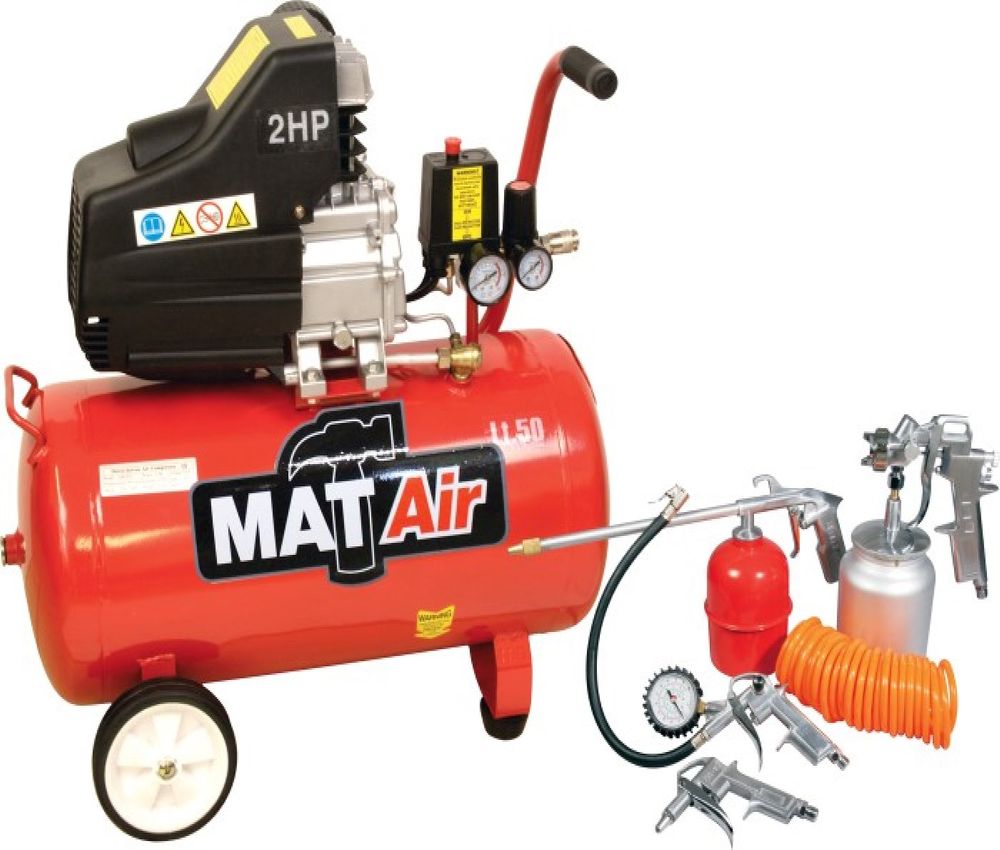 Compressor Matair Kit 2Hp 50L +5Pc S/Gun.