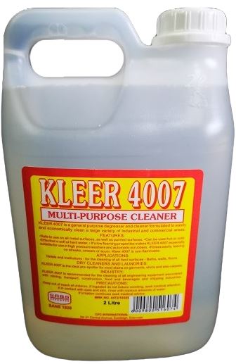 CF KLEER 4007 is a Multi-Purpose cleaner. Degreaser formulated for the removal of oil, grease and other soils from all surfaces. Use as manual application or though high-pressure cleaners. CF KLEER 4007 easily and economically cleans a large variety of industrial and commercial areas.