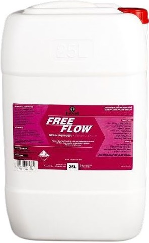 Free Flow drain cleaner is extremely effective in removing and dissolving all sludge, grease, rags, paper, organic matter and small roots from drains.