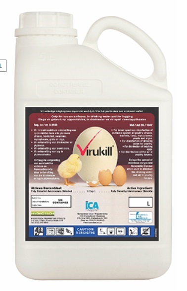 For disinfection of drinking water for poultry, hatching eggs of the air in poultry houses or broad spectrum disinfection of surfaces against all poultry viruses, bacteria, fungi, mycoplasma, yeasts and algae. Delays the spread of infectious Coryza and Ne.