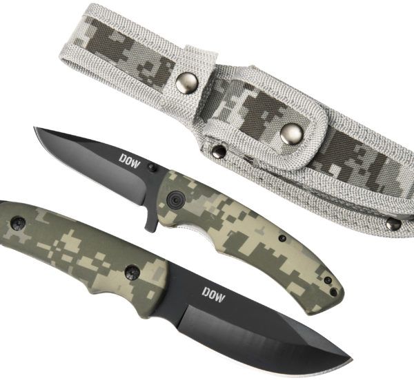 Full tang 420 stainless steel blade with black coating. Heavy duty camo nylon scales. The Night Ranger Jnr is a medium folder. Night Ranger Fixed blade 23cm.