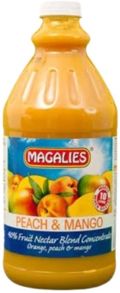 Magalies 2 Litre Peach & Mango 40% 1+4 Fruit Nectar Concentrate.