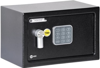 Yale small safety box with tamper alarm. For secure storage of passports, ID books, wallets, jewellery and other small belongings. Pre-drilled holes for easy mounting. 16mm double locking bolts. Mechanical override lock (supplied with 2 keys).